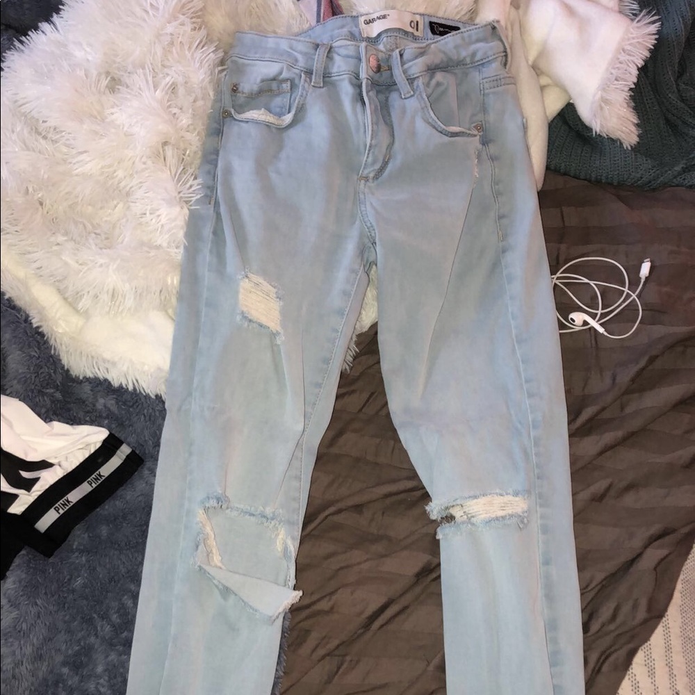 Garage Light Colored Ripped Skinny Jeans